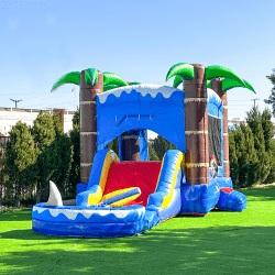 Ocean Shark Inflatable Water Slide Bounce House Combo